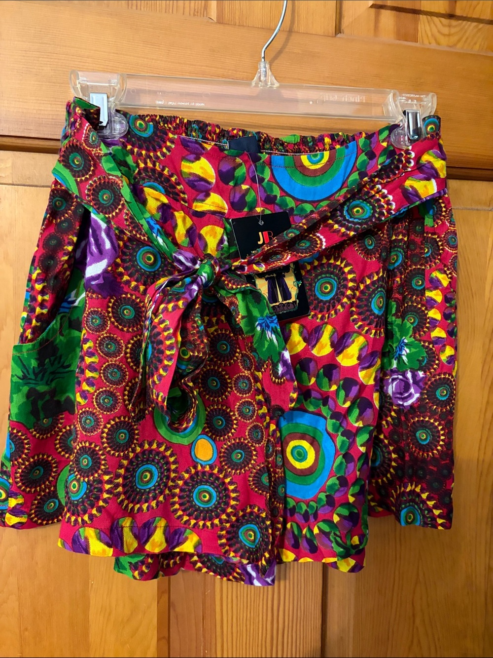 Bright Multicolor Printed Tie-Waist Shorts -